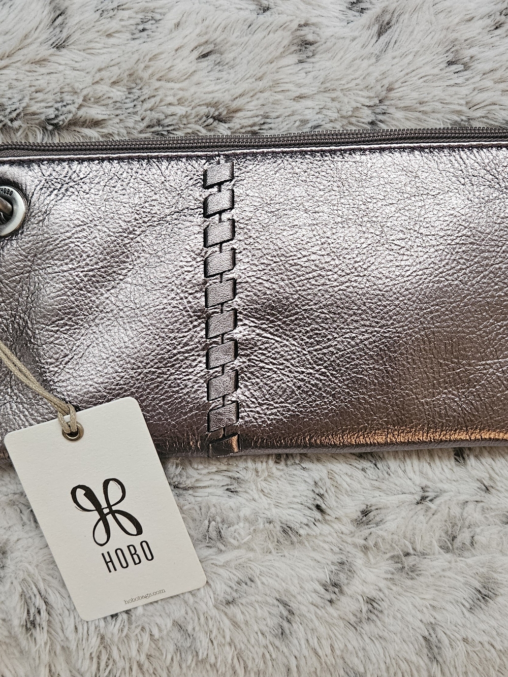 HOBO Metallic Rose Gold Leather Wristlet